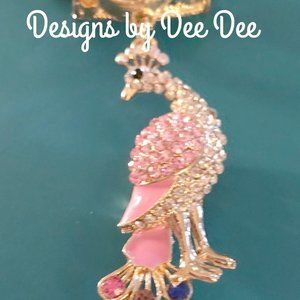 Rhinestone Peacock Necklace Enhancer or Scarf Jewe
